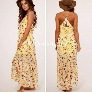 🆕YELLOW FLORAL RUFFLE HEM MAXI DRESS